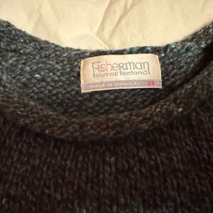 Fisherman out of Ireland  hand knit wool sweater Women's XS tweed seaweed color